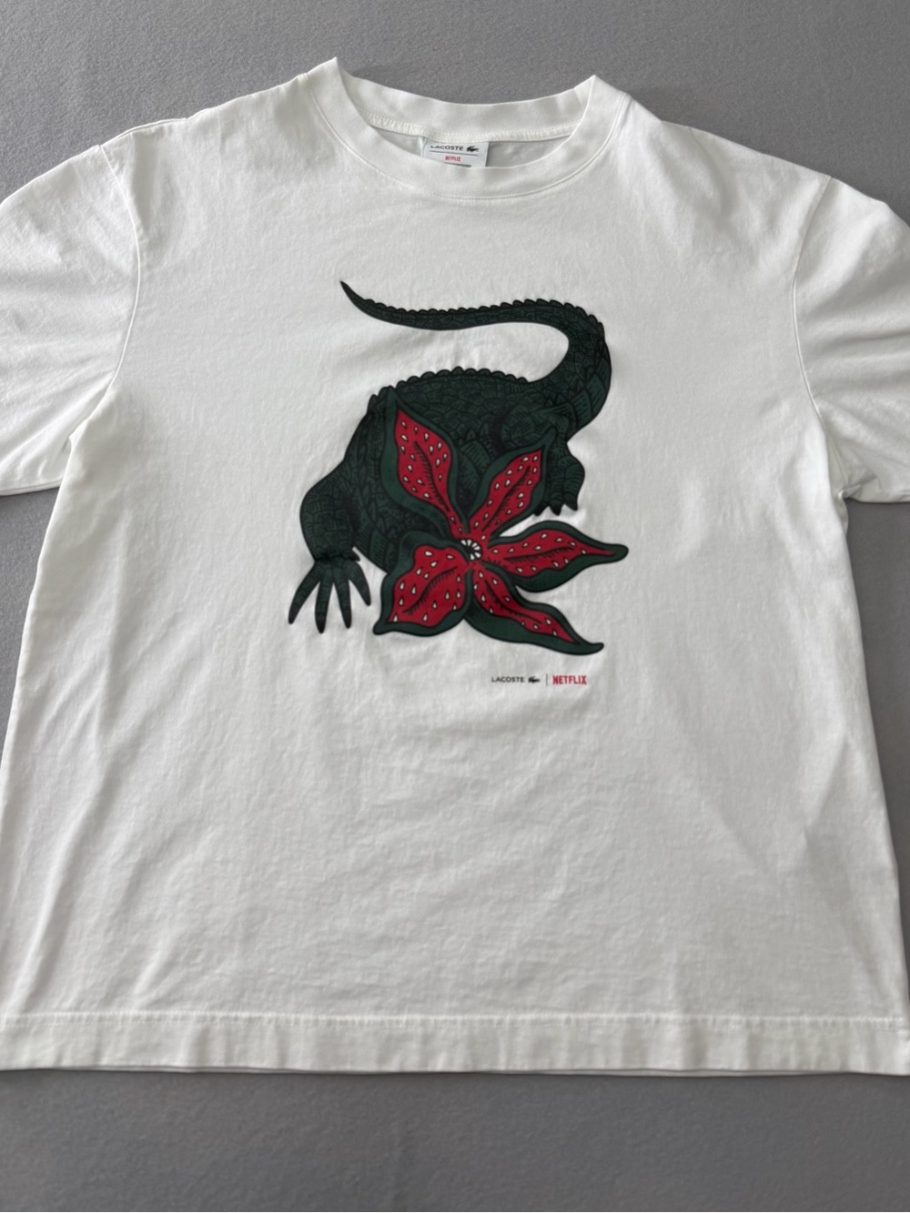 154/1200 Lacoste x Stranger Things Demogorgon Flower Croc T-Shirt XL New Rare
